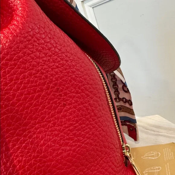 Michael Kors Viv Red Leather Convertible Backpack Crossbody - Picture 16 of 17